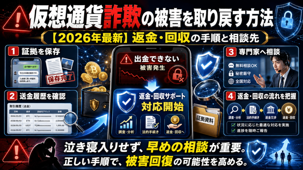 仮想通貨で出金拒否・追加入金を要求された｜詐欺の手口と今すぐできる対処法【2026年】