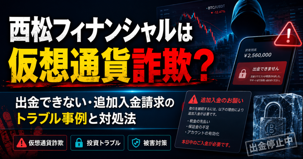西松フィナンシャルは仮想通貨詐欺？出金できない・追加入金請求のトラブル事例と対処法