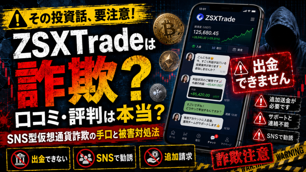ZSXTradeの口コミ・評判は本当？SNS型仮想通貨詐欺の手口と被害対処法