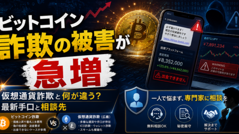 ビットコイン詐欺の被害が急増｜仮想通貨詐欺と何が違う？最新手口と相談先