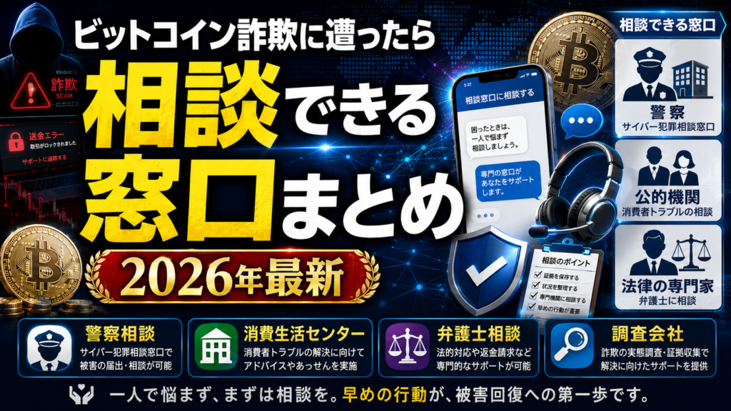 ビットコイン詐欺に遭ったら相談できる窓口まとめ【2026年最新】