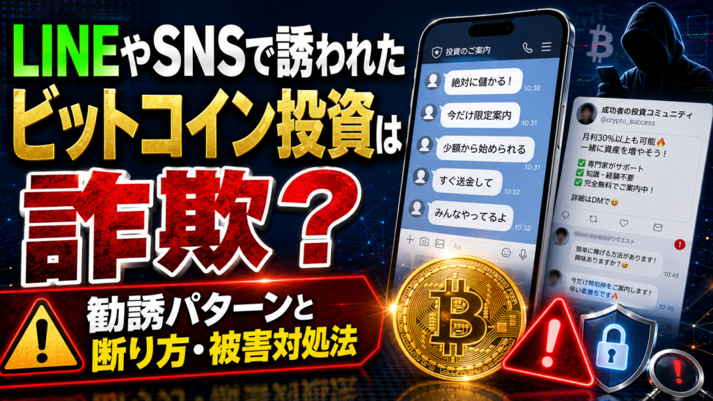 LINEやSNSで誘われたビットコイン投資は詐欺？勧誘パターンと断り方・被害対処法