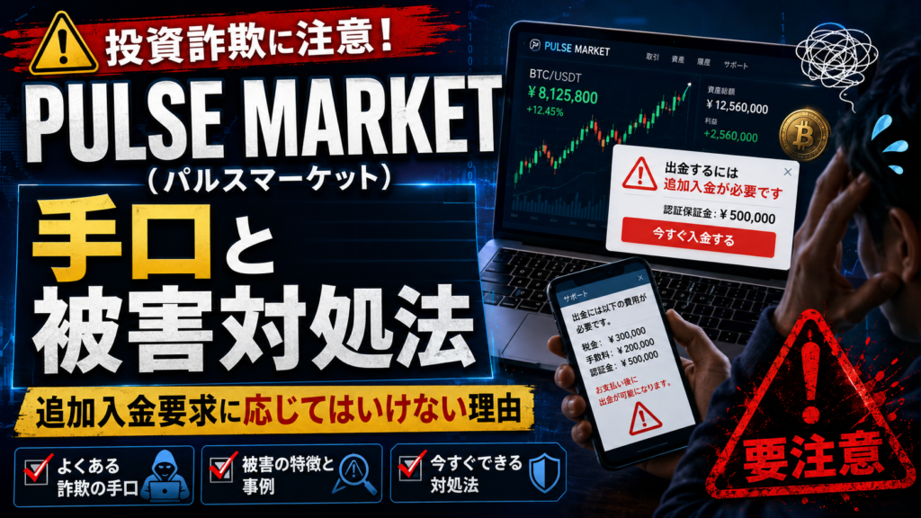PULSE MARKET（パルスマーケット）の手口と被害対処法｜追加入金要求に応じてはいけない理由
