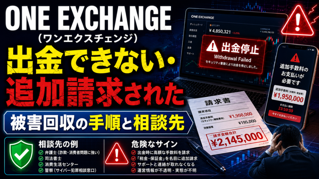 ONE EXCHANGE（ワンエクスチェンジ）で出金できない・追加請求された｜被害回収の手順と相談先
