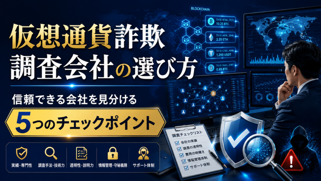 仮想通貨詐欺調査会社の選び方｜信頼できる会社を見分ける5つのチェックポイント