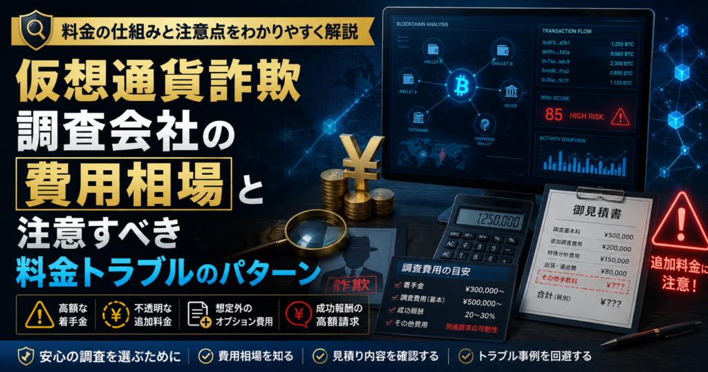 仮想通貨詐欺調査会社の費用相場と注意すべき料金トラブルのパターン
