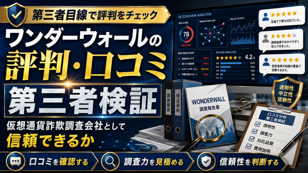 ワンダーウォールの評判・口コミを第三者検証｜仮想通貨詐欺調査会社として信頼できるか