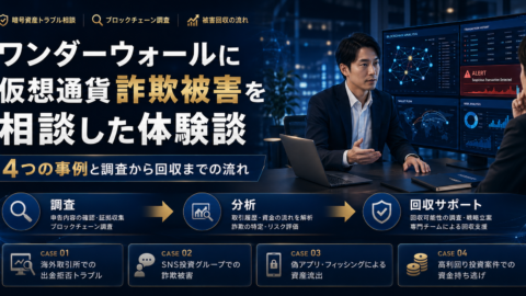 ワンダーウォールに仮想通貨詐欺被害を相談した体験談｜4つの事例と調査から回収までの流れ
