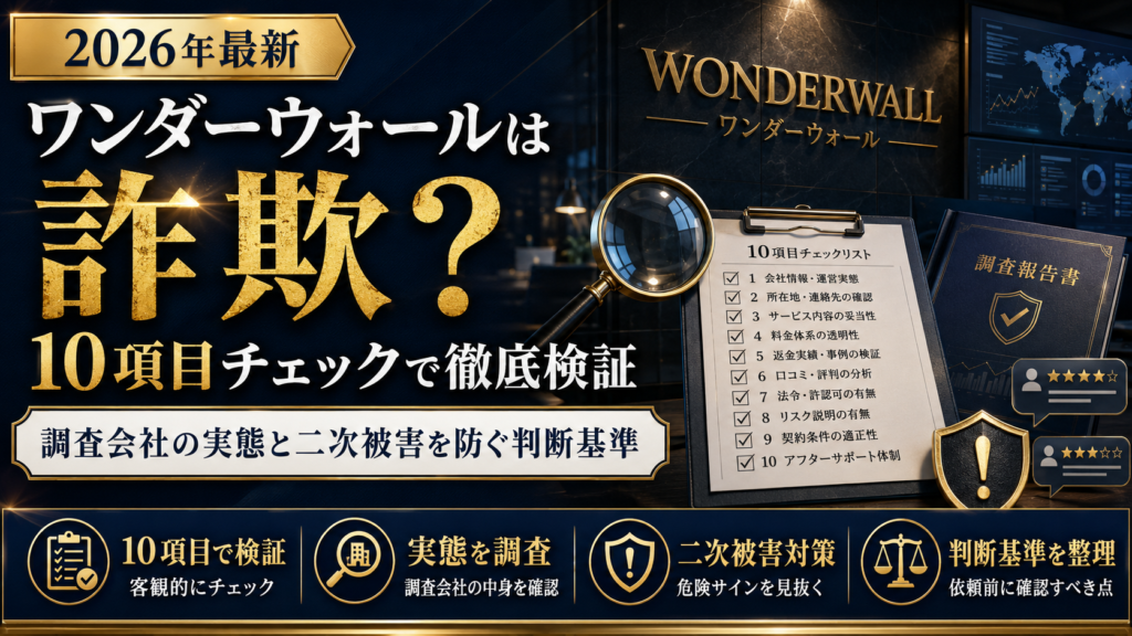 ワンダーウォールは詐欺？10項目チェックで徹底検証——調査会社の実態と二次被害を防ぐ判断基準