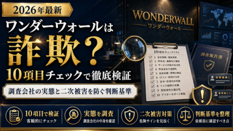 ワンダーウォールは詐欺？10項目チェックで徹底検証——調査会社の実態と二次被害を防ぐ判断基準
