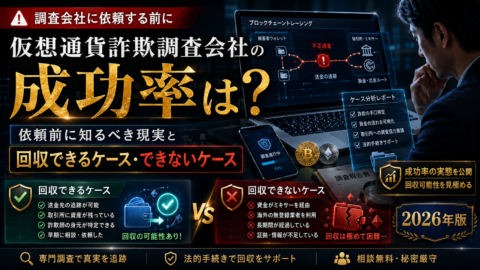 仮想通貨詐欺調査会社の成功率は？依頼前に知るべき現実と回収できるケース・できないケース