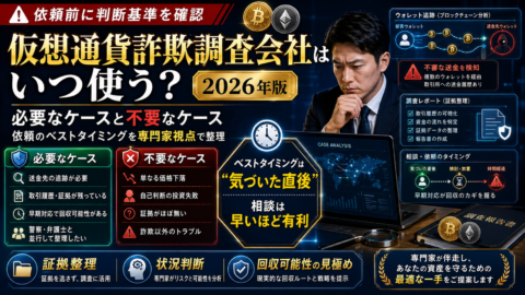 仮想通貨詐欺調査会社はいつ使う？必要なケースと不要なケース・依頼のベストタイミングを専門家視点で整理