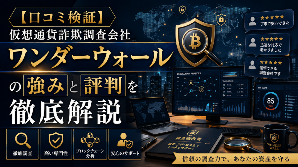 【口コミ検証】仮想通貨詐欺調査会社ワンダーウォールの強みと評判を徹底解説