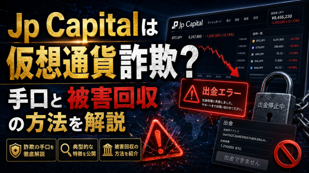 Jp Capitalは仮想通貨詐欺？手口と被害回収の方法を解説